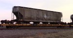 Hopper car being towed